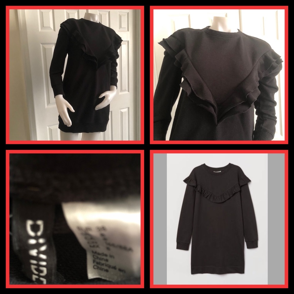 H&M Divided Ruffled Hoodie Sweatshirt Dress 8